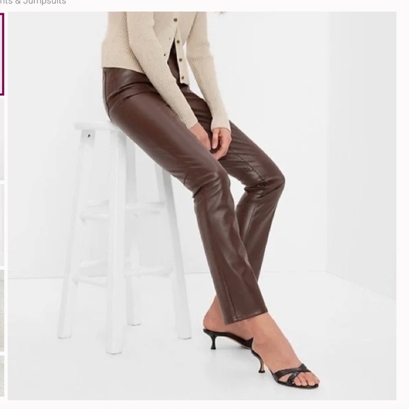 NWOT GAP High Rise Vegan Leather Vintage Slim Pants Espresso Brown, 10 - Picture 1 of 7